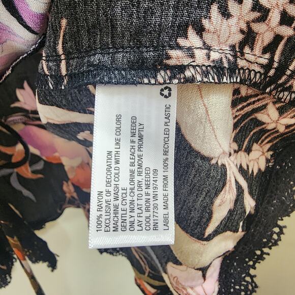 Knox Rose NWT tie front 3/4 bell sleeve floral print coverup woman's size small - Picture 5 of 13